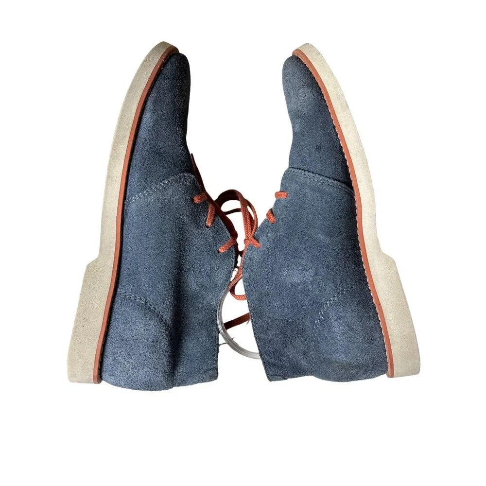 SeeVees 3 Eye Chukka Boots Size 8.5 Shadow Blue Suede Red Laces Ankle White Sole